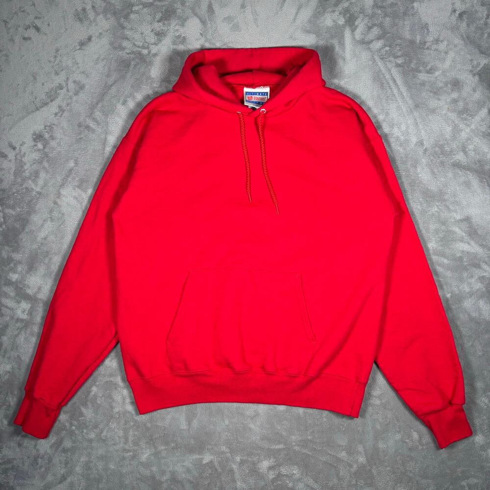 Y2K Hanes Ultimate Cotton Blank Red Hoodie Men’s M Heavyweight